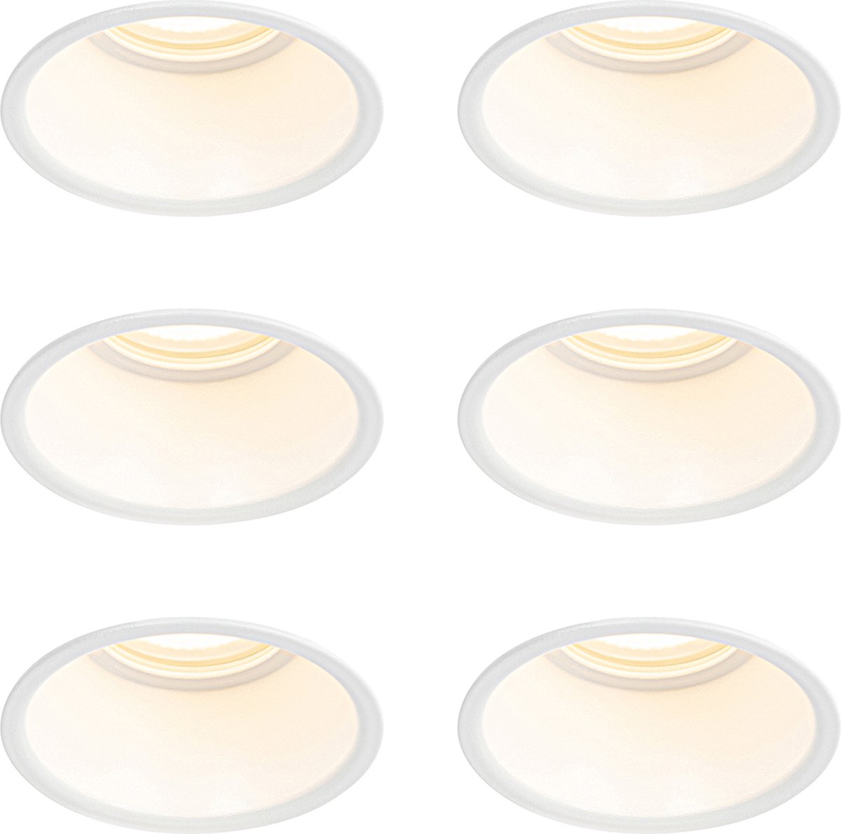 QAZQA dept - Moderne Inbouwspot - 6 stuks - Ø 8.8 cm - Wit - Woonkamer | Slaapkamer | Keuken