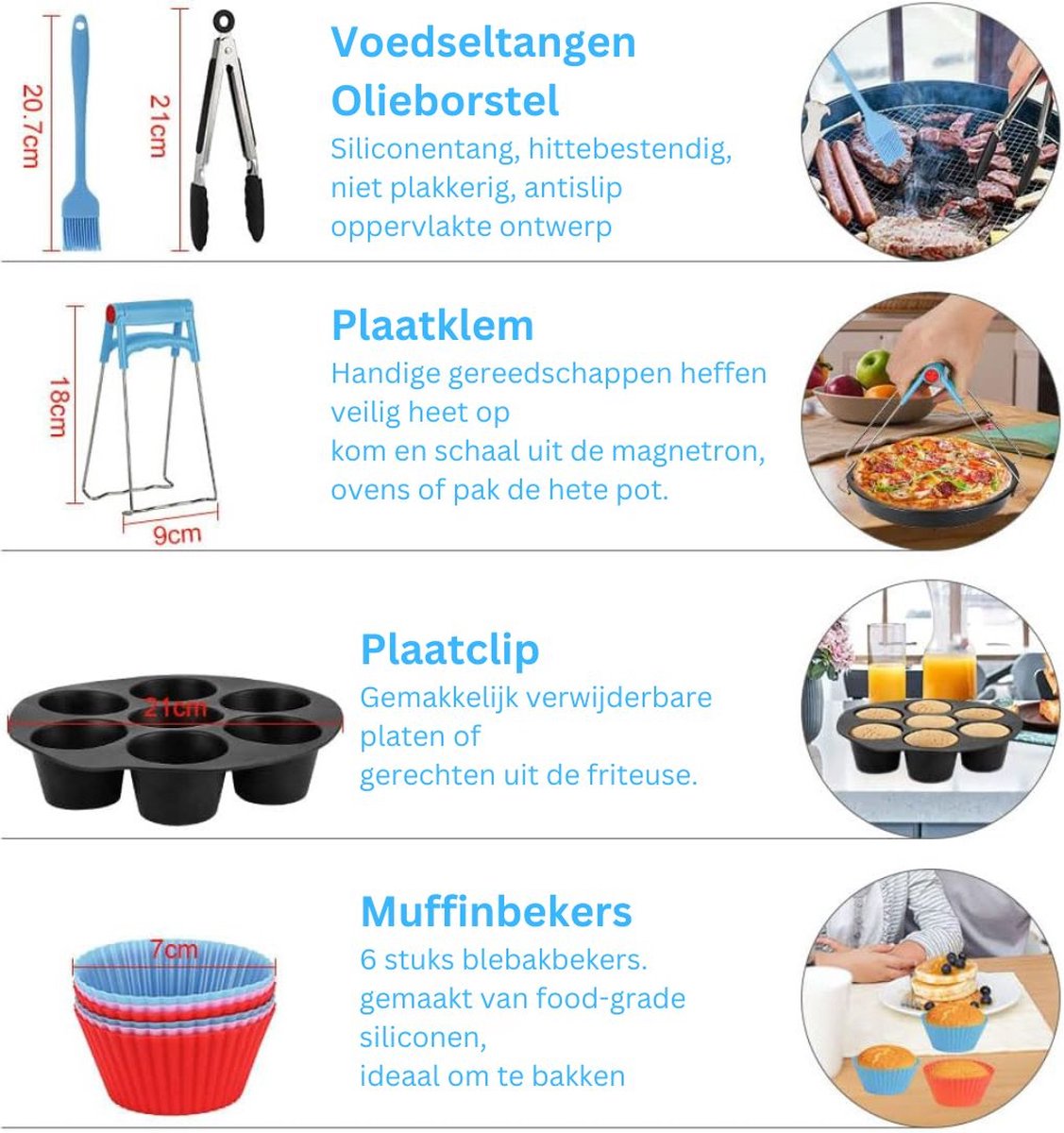 ApexArte® Airfryer Accessoires - Bakpapier - Siliconen Bakje - Mand - Oven Rek