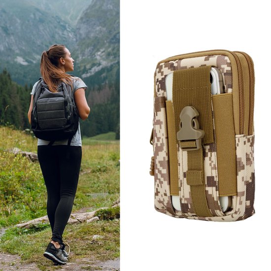 Étui adapté pour OnePlus Nord N10 5G en camouflage beige téléphone portable tactique molle EDC pochette compatible pochette d'épaule étui de ceinture militaire housse