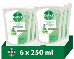 Dettol No-Touch Handzeep Navulling Aloë Vera & Bamboe (Hydrate) 250ml - 6 stuks - Voordeelverpakking