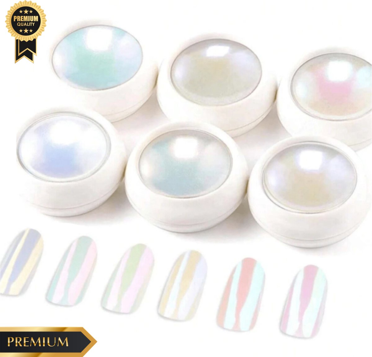 Goedkoopste GUAPÀ® Holografische Glitter Poeder Set | 6 Nail Art glitters | Pigment Nagels White Tinten | Nail Art & Nagel Decoratie | Spiegel en pigment poeder | Chrome Nagels | 6 stuks Mirror Nagelpoeders White