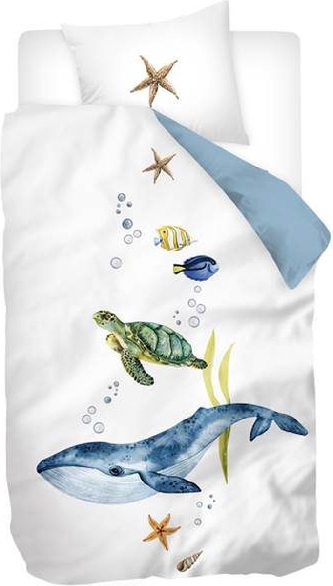 Snoozing Tavion Dekbedovertrek - 1 sloop) - Wit/Blauw