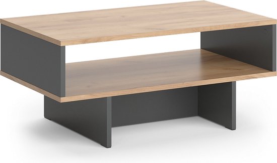 Tabla salontafel 100 x 40 cm - Antraciet/grenen - Houten salontafels