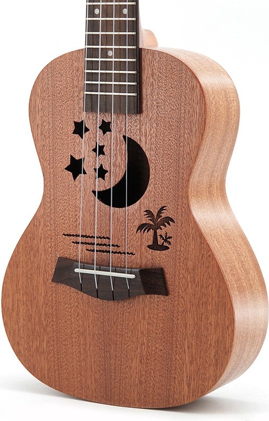 Ukulélé de concert WK Hawaii - Étude professionnelle - Bois de sapelli unique avec texture dorée - Bois de sapeli fabriqué naturellement - Haute dureté et très durable - A naturellement une brillance élevée - Avec Accessoires de vêtements pour bébé