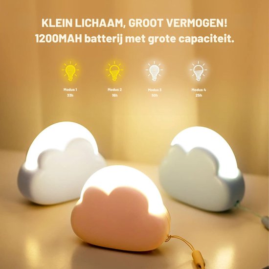 White-Label® Nachtlampje Baby - Slaaptrainer Kinderen - Dimbaar - Wit van Merkloos — afbeelding 3