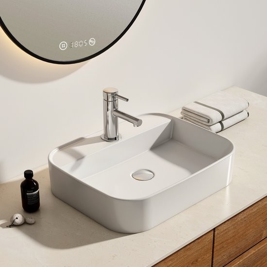 EMKE Vasque à poser - Céramique - Wit Brillant - 50x40x11 cm - Lavabo de Salle de Bain