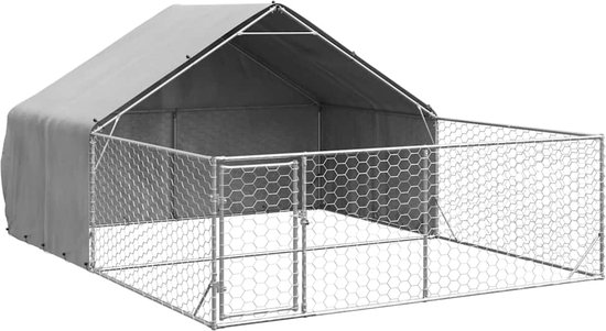 vidaXL - Hondenkennel - met - ren - 5x3x1,9 - m - gegalvaniseerd - staal