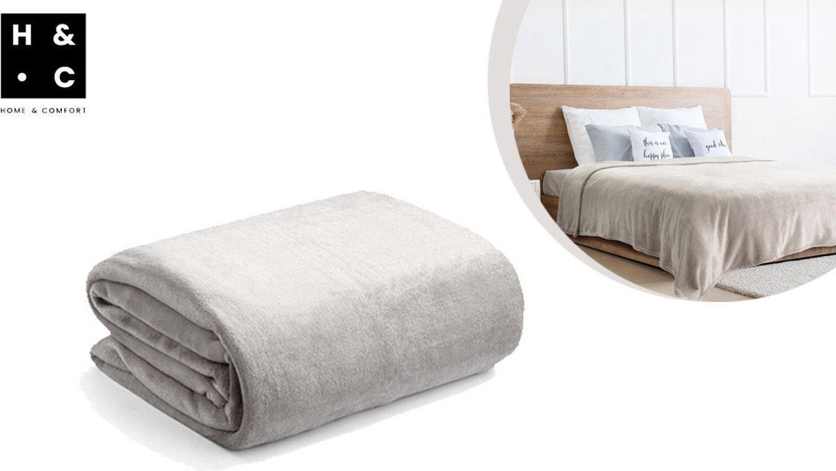H&C Luxe Plaid 240x220 - Groot Deken - Extra Zacht - Grijs