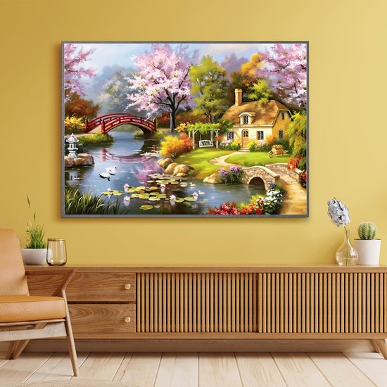 5D Diamond Painting Vierkante steentjes - Painting maat 50x70cm - Volledige bedekking - Complete set - Huis