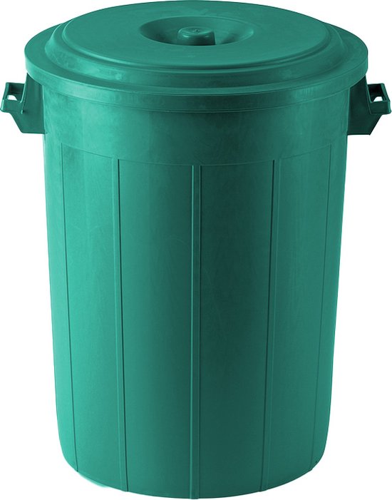 Poubelle d'extérieur - 70L - Poubelle d'extérieur - Poubelle avec couvercle - Poubelle - Poubelle - Vert