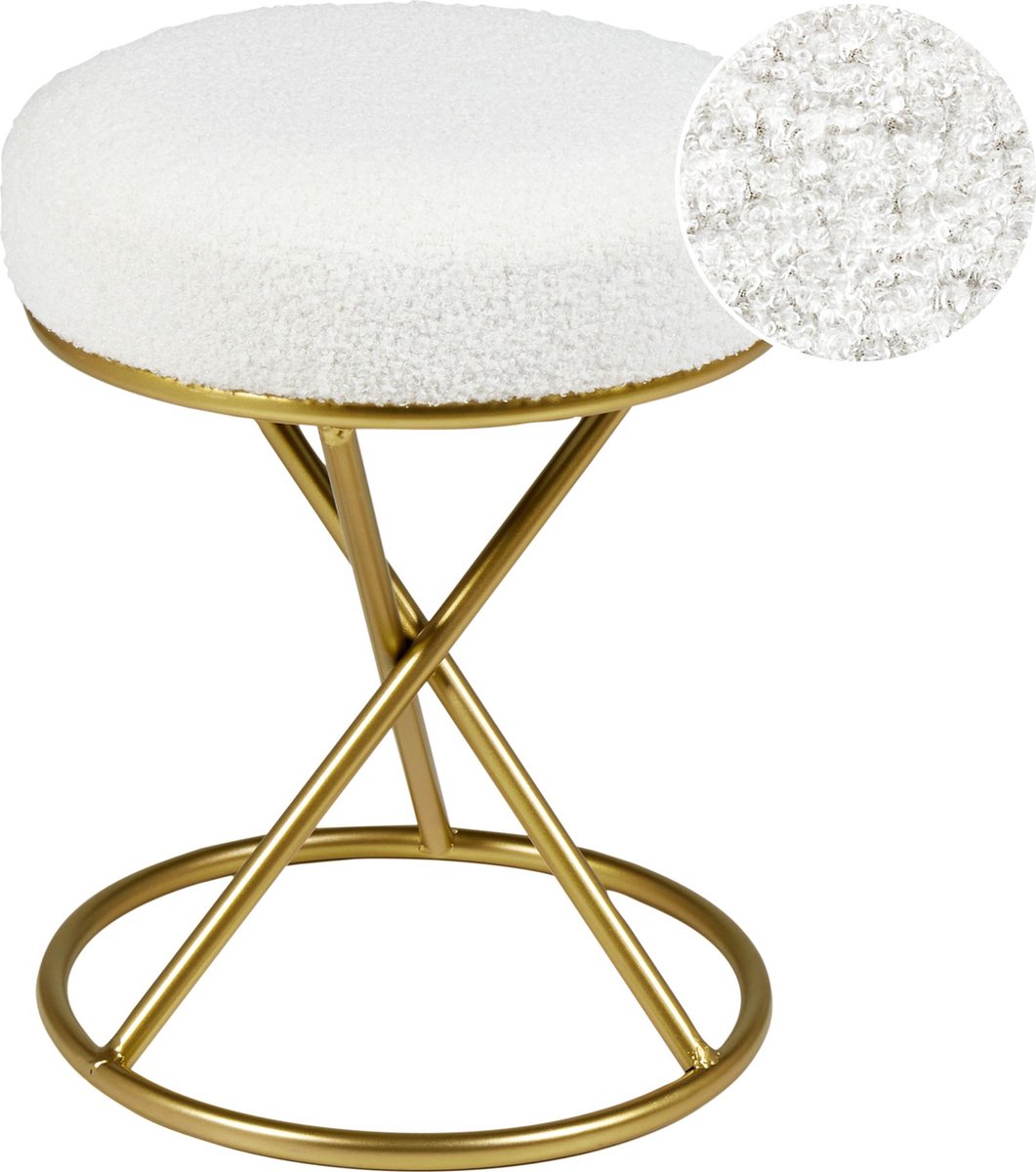 PRESHO - Hocker - Gebroken wit - Bouclé