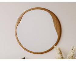 Vente-unique Ronde spiegel in heveahout - Ø 60 cm - Naturel - FUJIAN