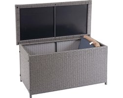 Cosmo Casa - Poly-Rattan Kussenbox - Tuin Opbergkist - Grijs - 51x115x59cm - 250L
