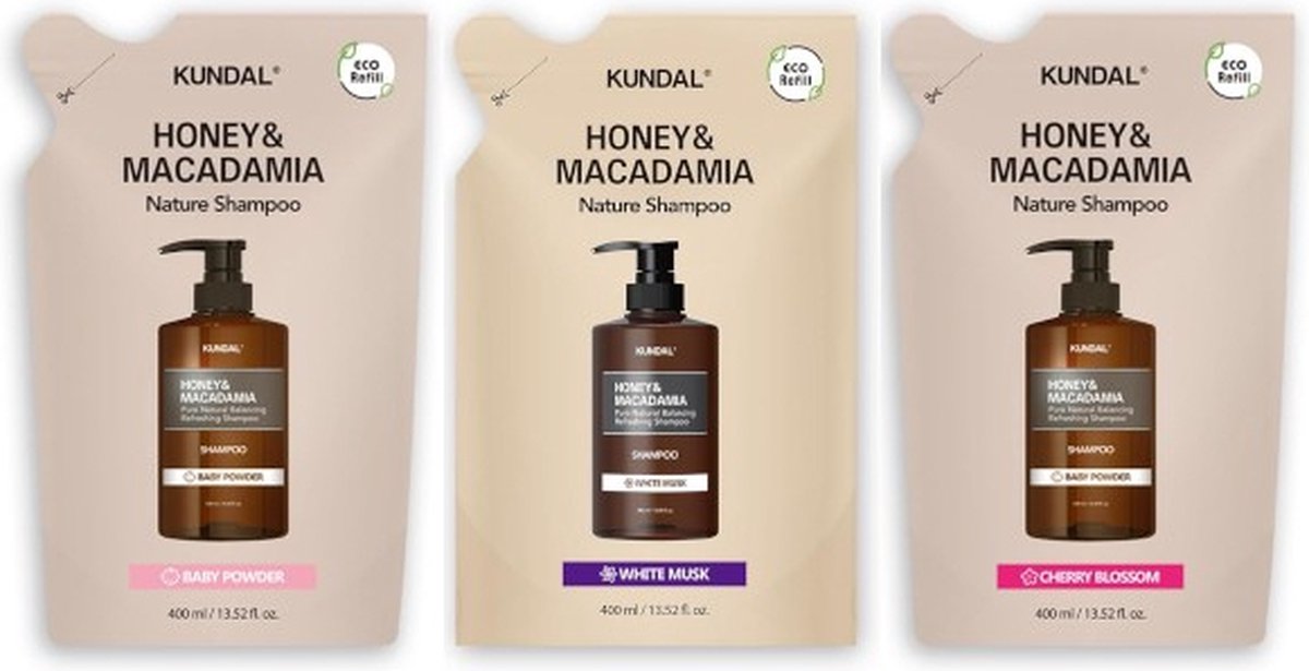 Kundal REFILL Shampoo Pure Natural Balancing Refreshing 400ml Cherry Blossom