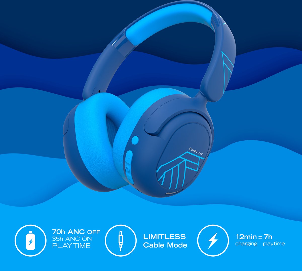 PowerLocus Lion Draadloze Kinderkoptelefoon met Active Noise - afbeelding 3