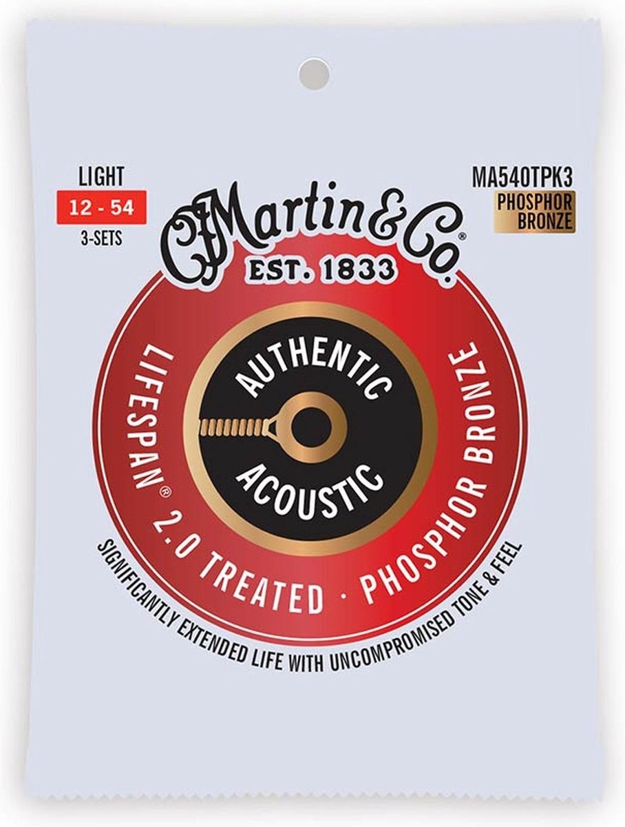 Martin & Co MA540TPK3 Phosphor Bronze Akoestische Gitaar Snaren Light 3-Pack (012–054)