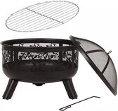 Bol.com HEAT Outdoor Living Alna Vuurkorf met Vonkenscherm- Staal - Terrashaard Zwart - Vuurkorf voor buiten - Vuurkorf BBQ Staa... aanbieding