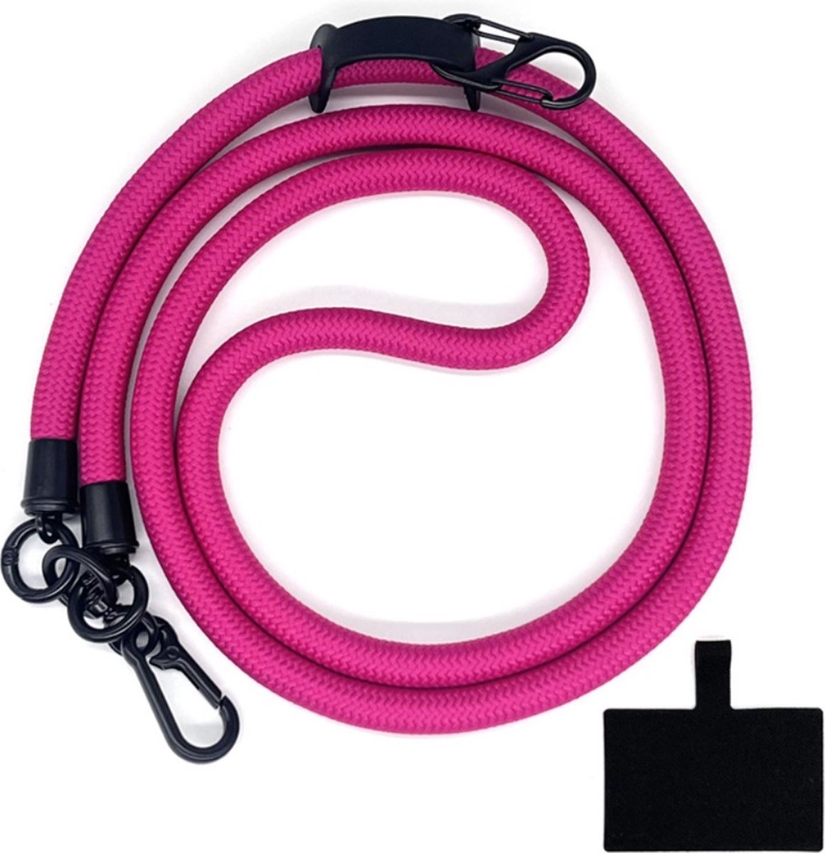 Coverup Crossbody Telefoonkoord 120cm met Sleutelhanger - 10mm Polyester Koord - Fuchsia