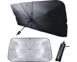 Zonnescherm Auto Voorruit Paraplu-Type – standaard (140x80 cm) Handig zonnescherm dat aan de binnenzijde van de voorruit wordt bevestigd. Reflecteert zonlicht en houdt de auto koeler bij parkeren. Bescherm het interieur tegen UV-straling
