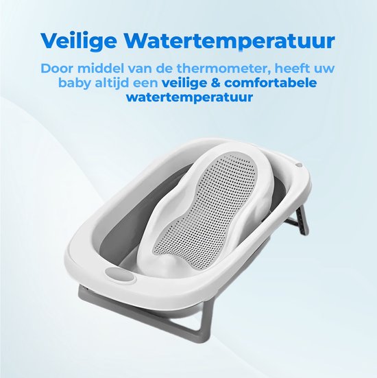 AIYAPLAY Inklapbare Babybad met Veilige Materialen, Antislip Bodem, 83L x 48B x 23,5H cm
