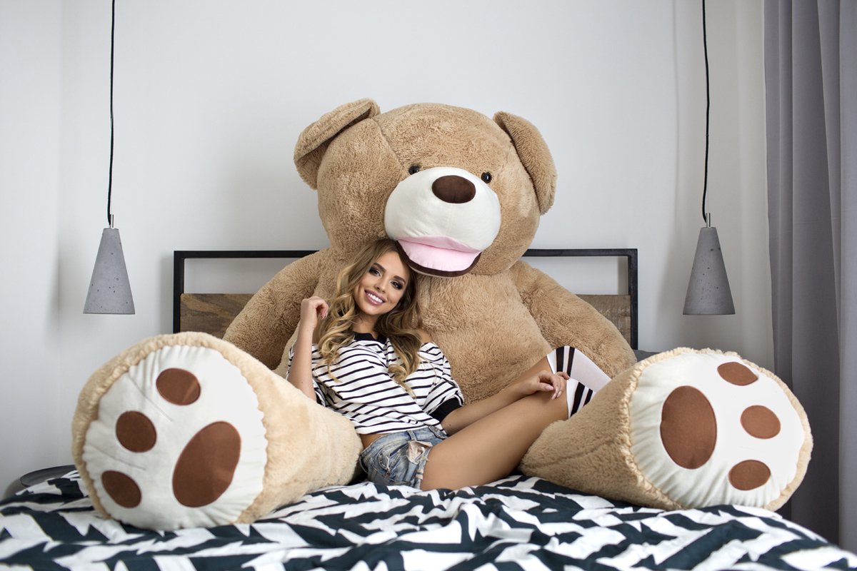 Knuffelbeer - Teddybeer - XXL 190 cm - Knuffel - Knuffel beer - Teddy beer - Teddybeer XXL - Super groot - Valentijn - Grote Knuffelbeer - Mega Teddy Beige - Cadeautje voor haar - Gomoor — afbeelding 6