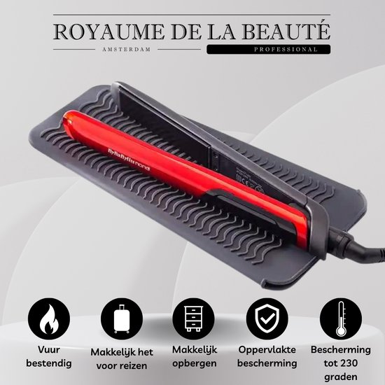 Tapis résistant à la chaleur | Tapis chauffant | Protecteur de Heat | Manchon en Siliconen Pro | Tapis de lisseur | Porte-sèche-cheveux | Tapis de fer à friser | Accessoires de coiffure | Housse | 230 max. | Saint-Valentin | Saint-Valentin