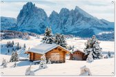 Affiche de jardin - Toile de jardin - Posters de jardin extérieur - Hiver - Maison - Montagnes - Vue - Neige - 120x80 cm - Jardin