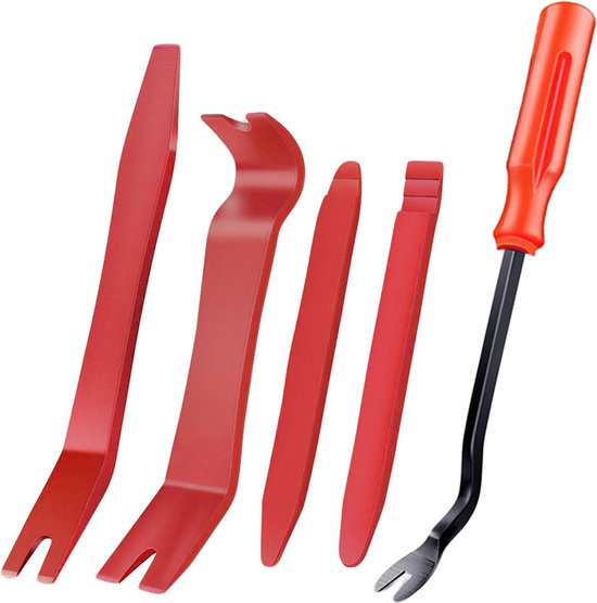 5 stuks - Car Audio System Dashboard Deurpaneel Verwijderen Demontage Gereedschap Set - rood - trimverwijderingstool - autopaneeltool - 14.5 cm - 14 cm - 17.5 cm - 20 cm - 23 cm