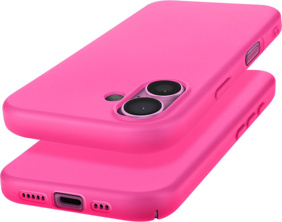 Avizar Hoesje Geschikt voor Apple iPhone 16 halfstijf Soft-touch antisporens, Fuchsia