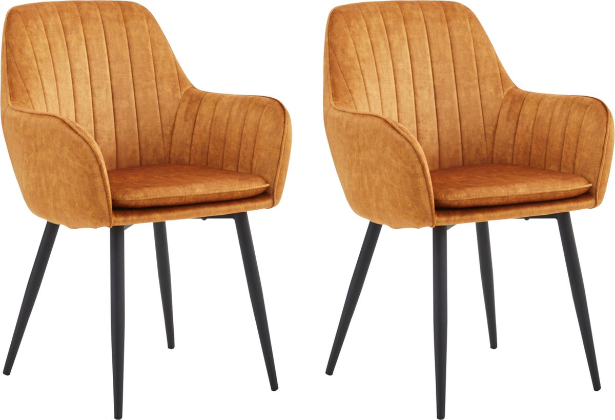 Colenis Lavinia Eetkamerstoel - Set Van 2 - Honey - Adoré Velvet - Design - Met armleuning