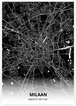 Milaan plattegrond - A2 poster - Zwarte stijl