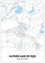 Alphen aan de Rijn plattegrond - A2 poster - Zwart blauwe stijl