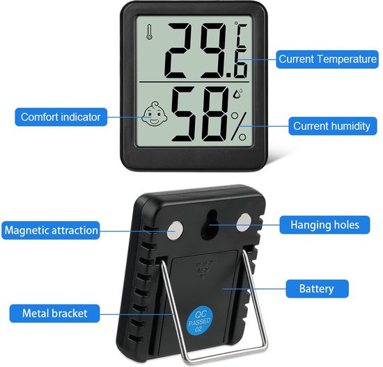 Thermomètre intérieur - Thermomètre domestique - Station météo intérieure - Thermomètre intérieur numérique - Thermomètre d'ambiance - Thermomètre intérieur - Thermomètre domestique intérieur - Thermomètre numérique - Binnenshuis