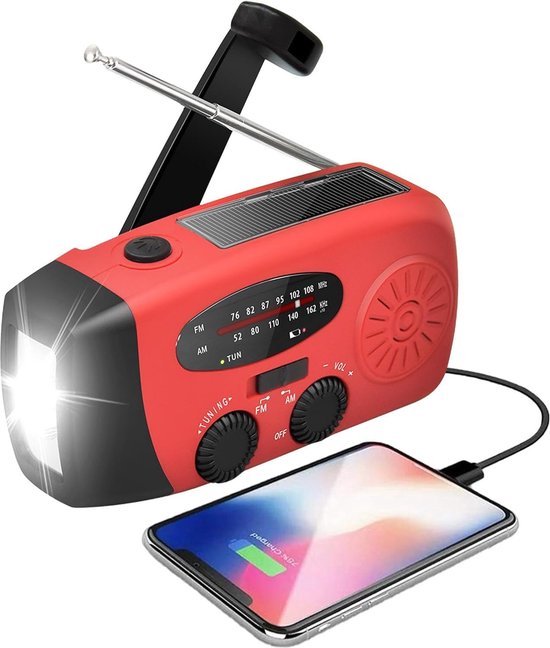 Radio Op Batterijen (Accu) Voor Rampen - Radio Opwindbaar - Noodradio - Noodradio Solar Opwindbaar