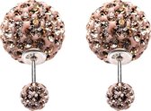 Karma Double Dots Champagne Crystal Oorbellen  - Roségoudkleurig