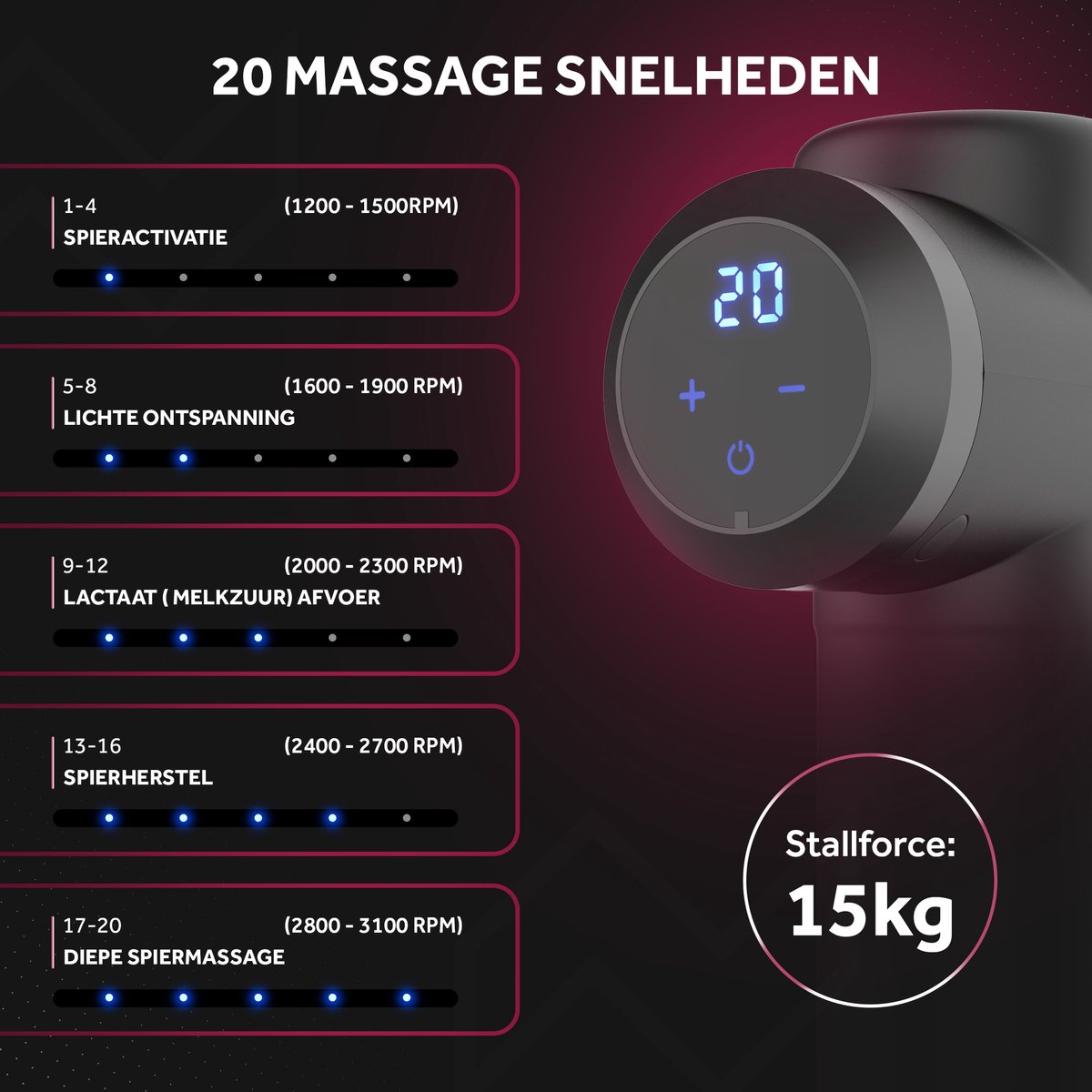Afbeelding 2 van Northwall Massage Gun Professioneel Prime - Massage Pistool Inclusief Koffer en 6 Opzetstukken - Krachtig en Draadloos Sport en Relax Massage Apparaat - Massageapparaten