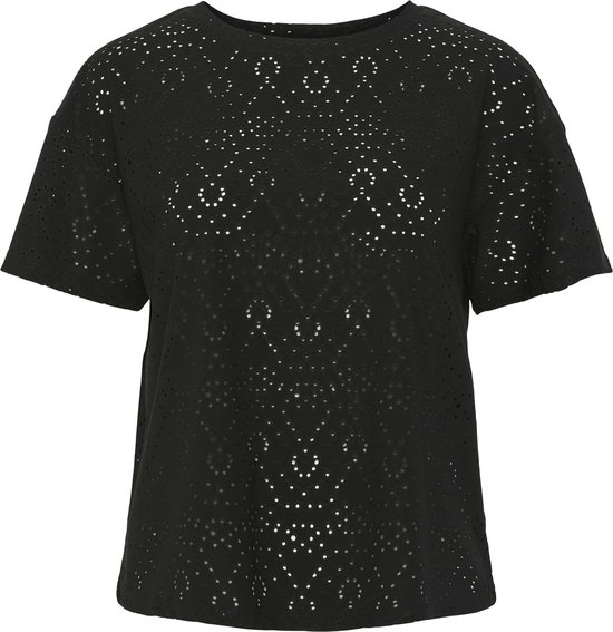 T-shirt femme PIECES PCABBY SS BROD ANG TEE NOOS BC - Noir