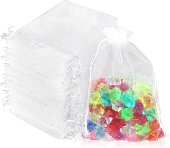 100 pièces Sachets en organza - Wit - 13*18 cm - Sachets de fête - Sachets à bonbons - Sachets cadeaux - Sachets à distribuer - Sachets à bijoux - Sachets de mariage, Sachets de lavande, Sachets de dragées de mariage - Sachets en organza