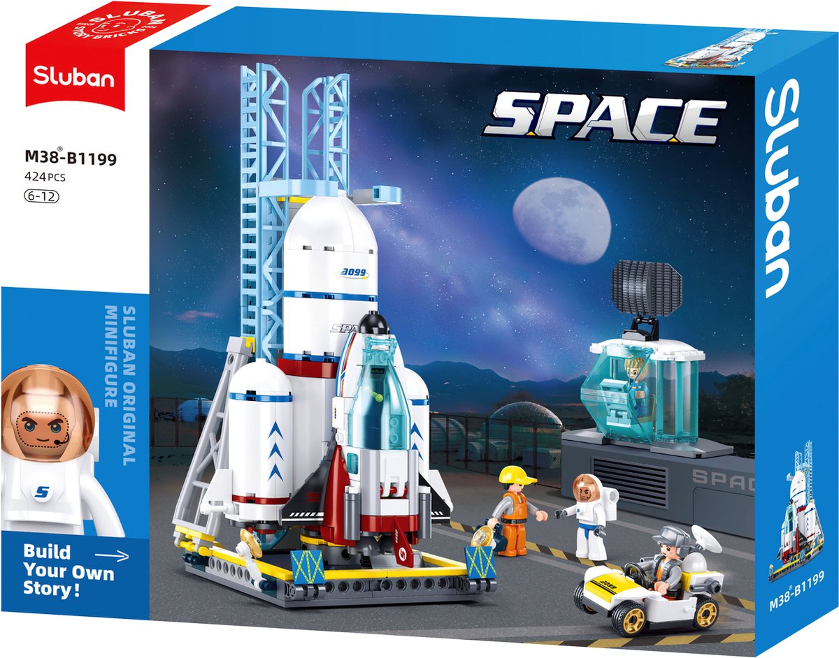 Sluban M38-B1199 Mega Lanceringscentrum | LIMITED icons edition City Ruimtevaart raket | Artemis Space Expert | Classic Creator STEM ideas speelgoed | Technic ruimte shuttle bouwpakket voor kinderen & volwassenen | 424 bloks