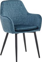 Colenis® - Chaise de salle à manger Levan - Set de 6 - Petrol - Velours Adoré - Industriel - Avec accoudoir