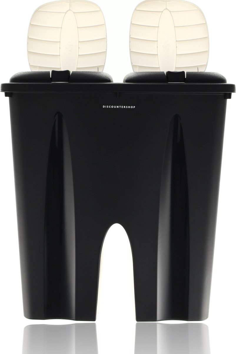 Goedkoopste Afvalemmer met Deksel -50liter -Afvalscheiding prullenbak -Afvalbak -(2x 25L) Zwart