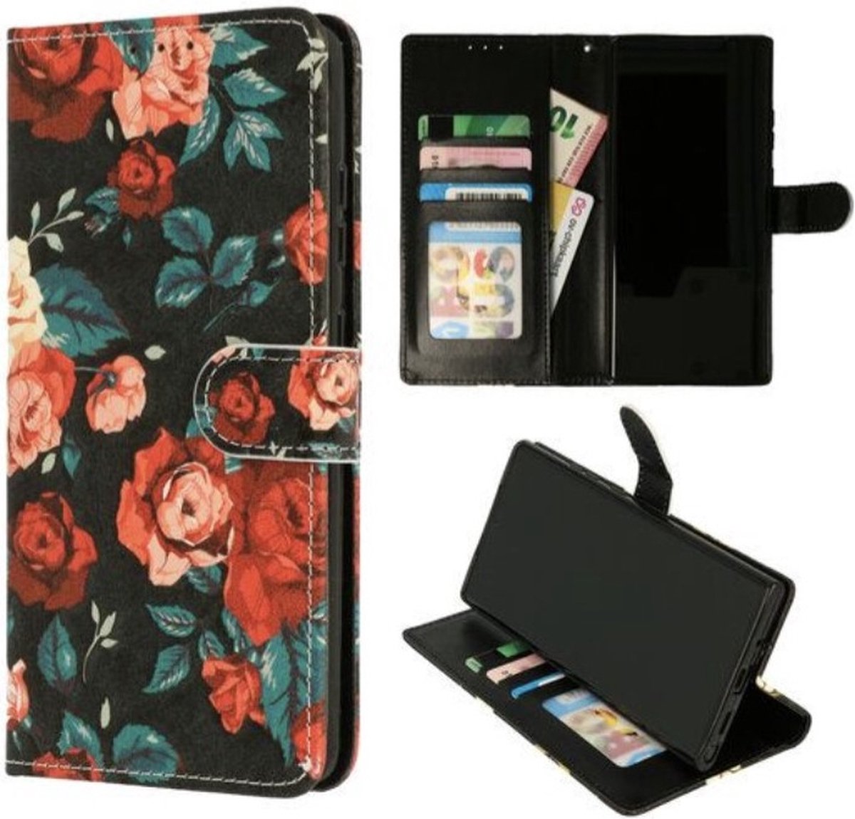 Cityhoesje - iPhone 16 Plus Book Case – Hoesje – Magneetsluiting – Bloemen Tropical