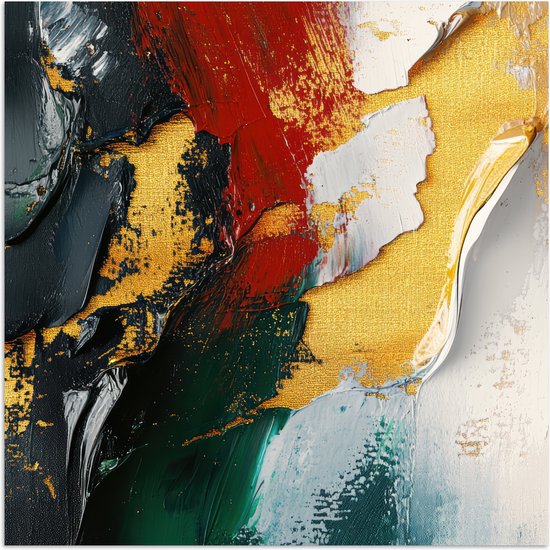 Poster 75x75 cm - Modern - Kerst - Abstract - Goud - Posters - Kamer decoratie - Wanddecoratie woonkamer - Kerstdecoratie voor binnen - Kerstversiering - Kerstmis versiering in huis - Kerstaccessoires