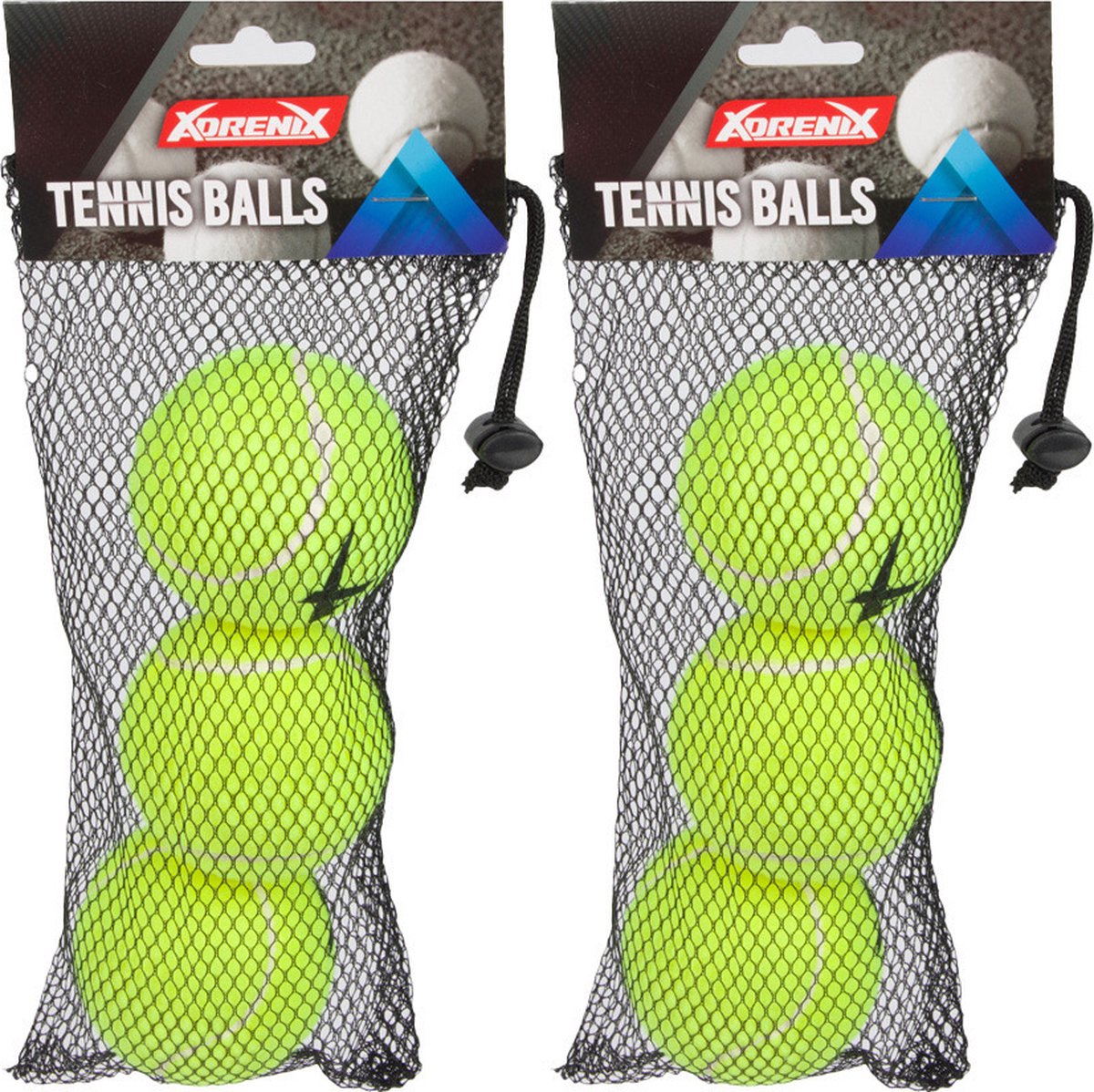ADRENIX Tennisballen - 6x - hersluitbaar net - geel/groen - speelgoed