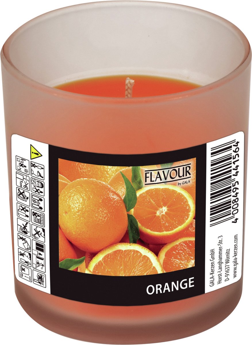 Conpax Candles geurkaars - sinaasappel geur - oranje - 8 branduren - in glas - aroma kaars