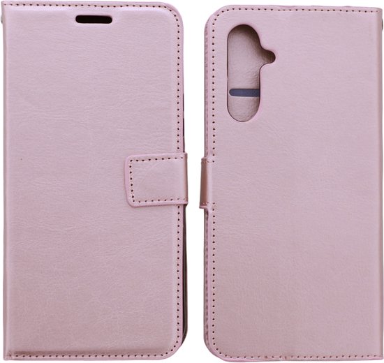 Bookcase Convient pour : Samsung Galaxy A16 - Or rose - étui portefeuille - Couverture de livre + 1x film de protection d'écran