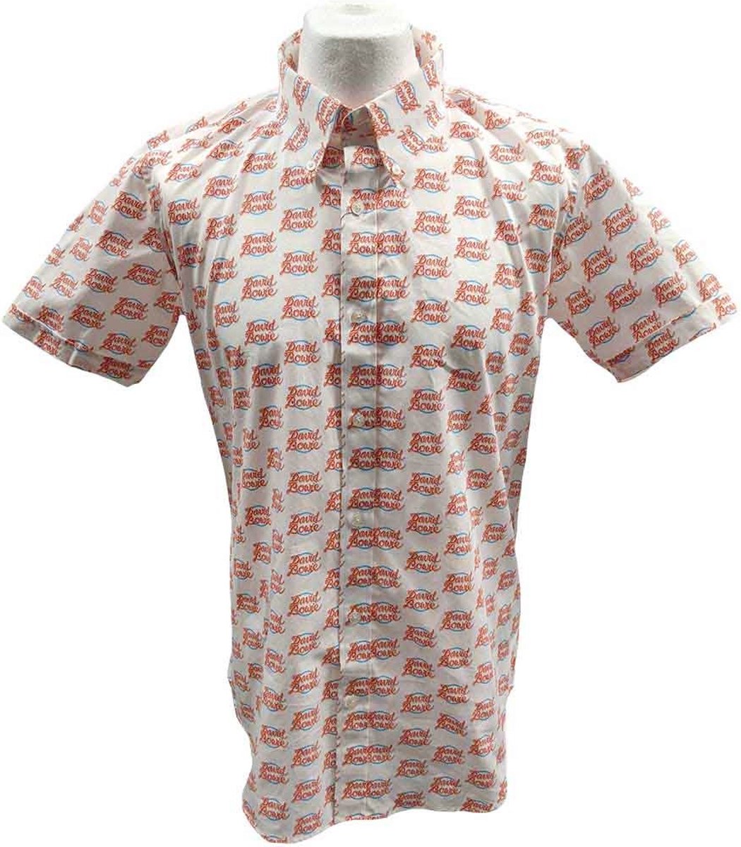 David Bowie - Logo Pattern Shirt - M - Wit