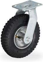 Zwenkwiel luchtband - 2.50-4 - met plaatje - tot 120 kg - zwaarlast - zwart-zilver