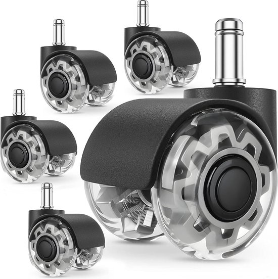 Relota 5 rollen voor bureaustoel, 11 x 22 mm, gamingstoel Relota 5 rollen voor bureaustoel, 11 x 22 mm, gamingstoel