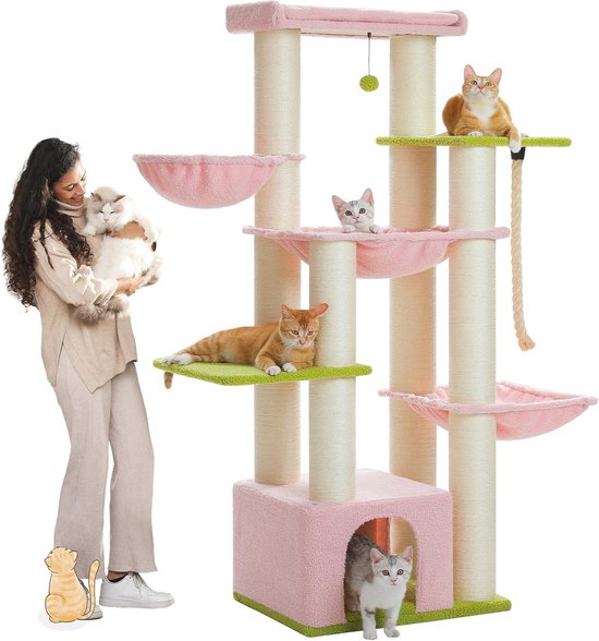 Krabpaal - Crème Wit - Kattenappartement - Spaanplaat Pluche Sisal - 45cm x 35cm x
